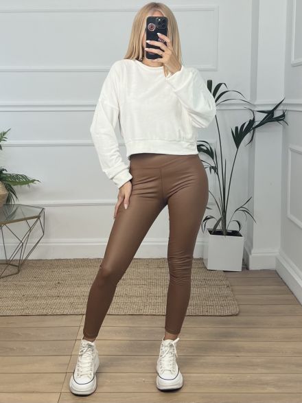 Pu Leather Leggings-F233/Camel