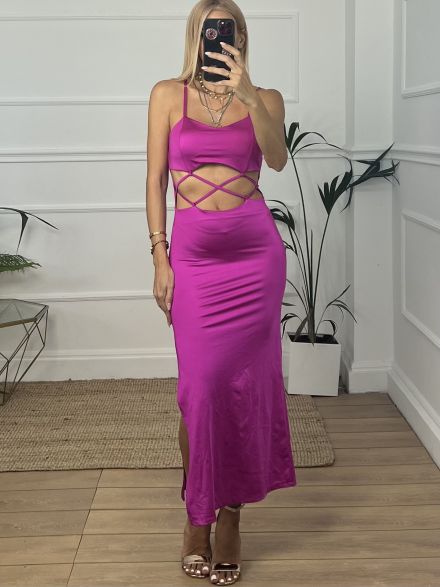 Drawstrings Belly Dress/Magenta