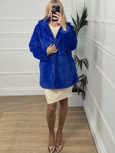 Buttons Fur Coat/Blue