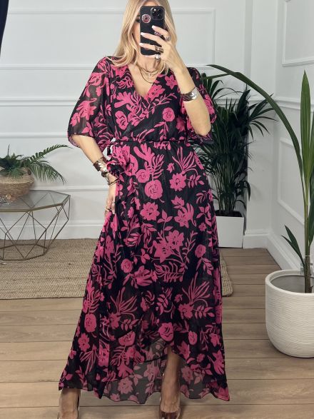 Floral Dress Bow/Black