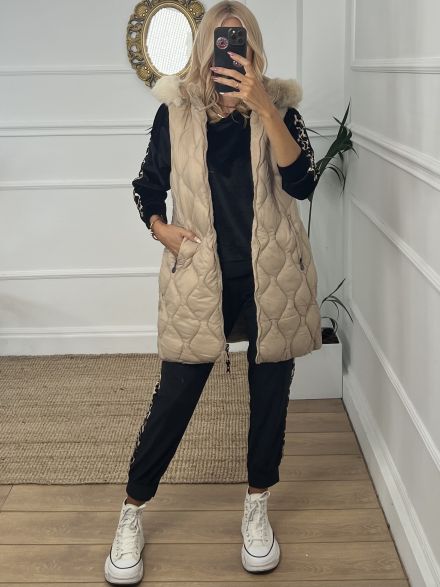 Double Sleeveless Jacket-K1001/Beige