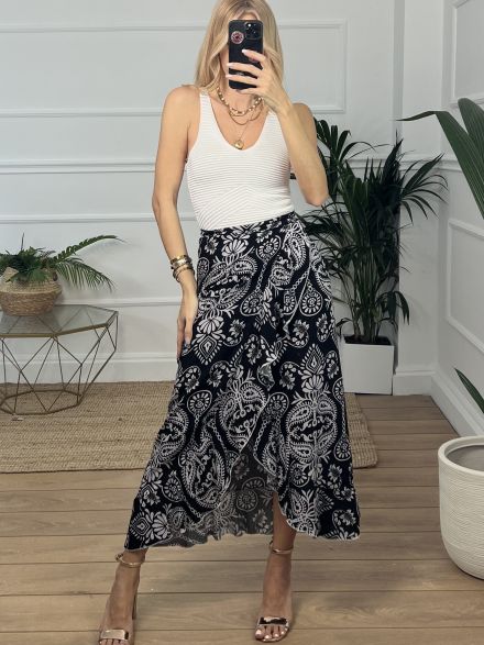 Midi Wrap Skirt/Black1