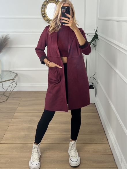Suede Coat/Burgundy