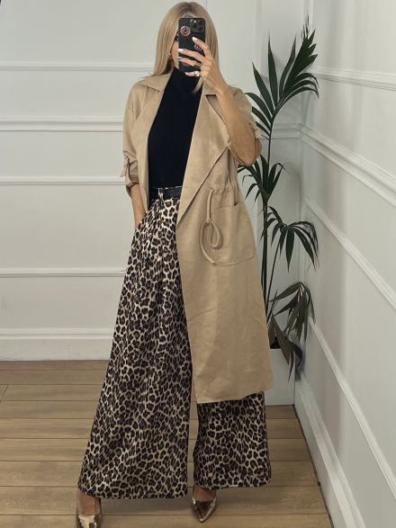 Suede Trench Coat/Beige