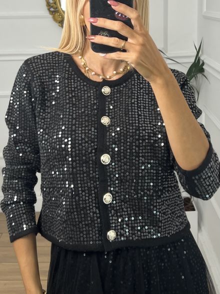 Sequins Cardigan/Black