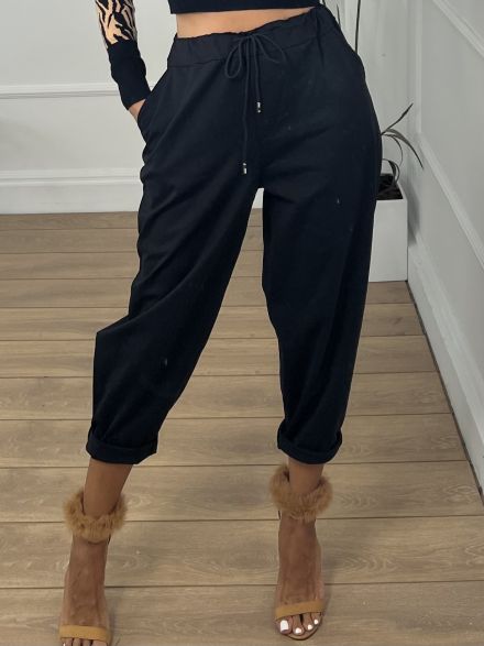 Cotton Drawstring Pants/Black