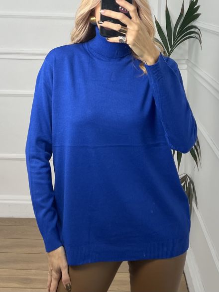 Viscose TurtleNeck Oversized Top/Blue