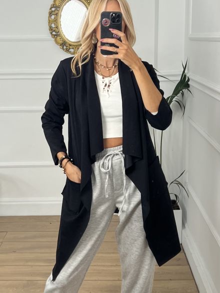 Asymmetrical Viscose Cardigan/Black