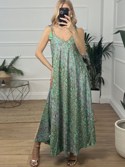 Μεταξωτό Φόρεμα 1090/Sea Green