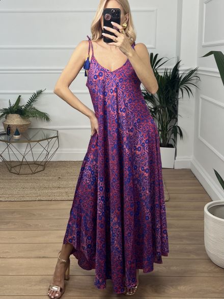 Μεταξωτό Φόρεμα 1090/Fuxia