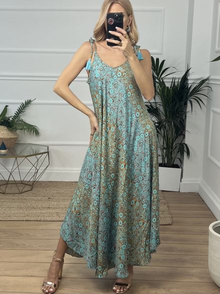 Μεταξωτό Φόρεμα 1090/Turquoise