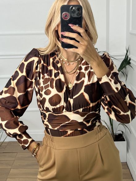 Elastic Bodysuit/Giraffe Brown