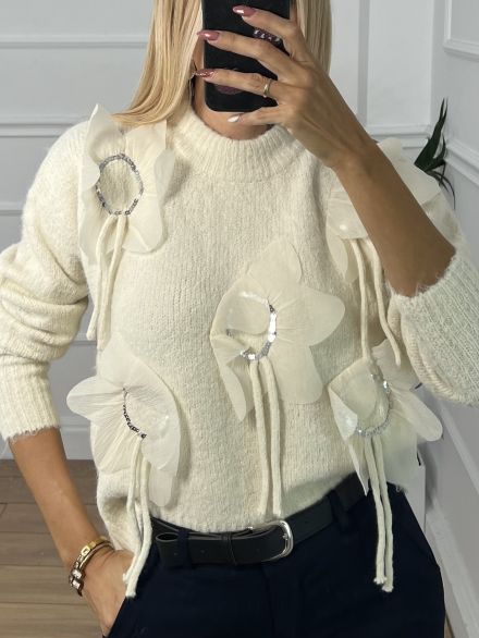 Flowers Sweater/Vanilla