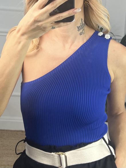 Knitted Top Buttons/Royal Blue