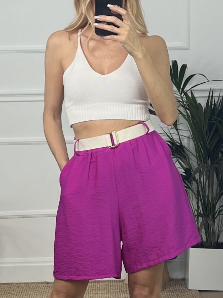 Linen Shorts/Magenta