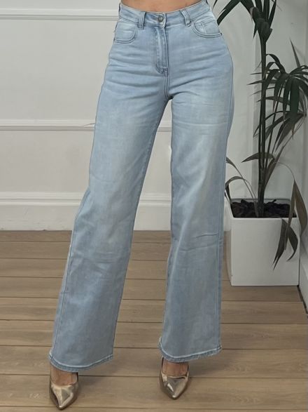 Wide Leg Denim Pants-23015
