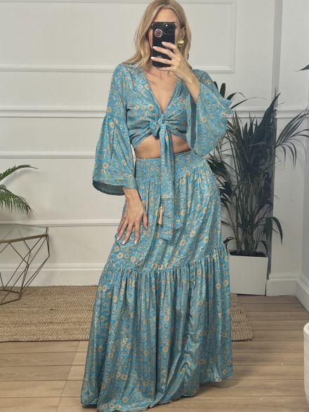 Satin Boho Set-4006/Aqua-Beige