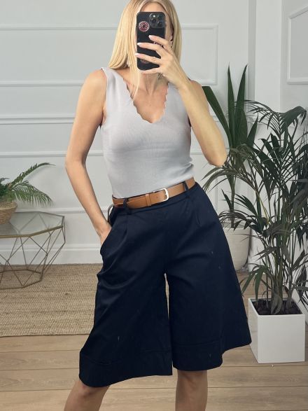 Cotton Long Shorts/Navy Blue
