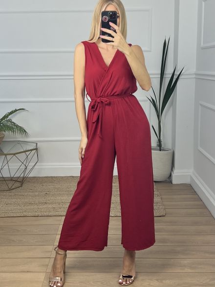 Sleeveless Jumpsuit/Burgundy