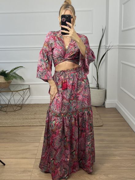 Μεταξωτό Σετ-1802NEW/Burgundy-Fuxia