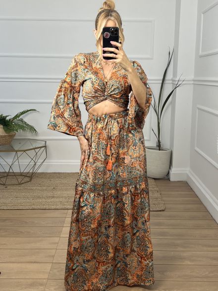 Μεταξωτό Σετ-1802NEW/Orange-Brown