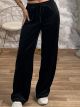 Velvet Wide SweatPants/Black