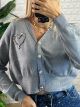Heart Cropped Cardigan/Grey