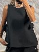 Bow & Buttons Top/Dark Grey