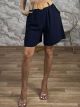 Viscose Belt Shorts-12330/Navy Blue