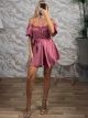 Strapless Satin Playsuit/Dusty Pink