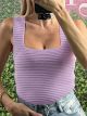 Knitted Ribbed Top/Lilac