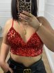 Sequin Crop Top/Red