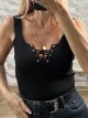 Knitted Drawstring Top/Black