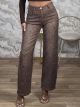 Straight Animal Denim Pants-1583/Choco