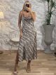Drape Satin Animal Dress/Snakeskin