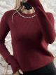 Pearls&Strass Neck Top/Burgundy