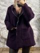 Oversized Hood Zipper Cardigan-23031/Purple