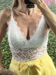 Lace Cups Bodysuit/White