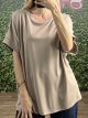 Viscose Pearled Sleeves Top/Beige