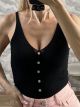 Sleeveless Knitted Button Top-1084/Black