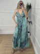 Maxi Silk Openback Dress/Petrol