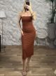 Lycra Strapless Elastic Midi Dress/Ecai