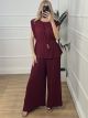 Pleated Pads Set-Plus Size/Burgundy