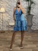 Silk Mini Openback Dress-Gold Flowers-2514/N1