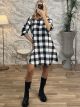 Plaid Mini Dress-735/White
