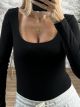 Long Sleeves Bodysuit-26005/Black