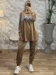 Velvet Leopard Stripe Set/Beige
