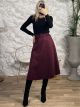 Suede Midi Belt Skirt/Burgundy