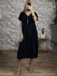 Necklace Shortsleeve Midi Dress-2615/Black