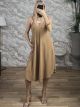 Mono Sleeveless Midi Dress-92163/Beige